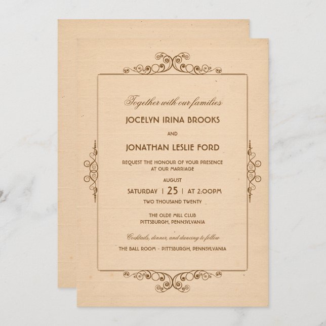 Convite Vintage Frame Weding (Frente/Verso)