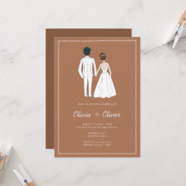 Convite Vintage frenage, casamento de terracotta