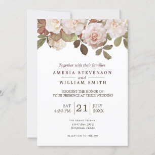 Convite Vintage French Rosas Weding Invitation