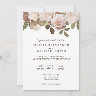 Convite Vintage French Rosas Weding Invitation
