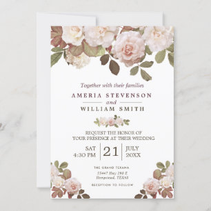 Convite Vintage French Rosas Weding Invitation