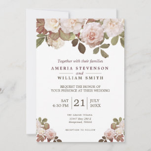 Convite Vintage French Rosas Weding Invitation