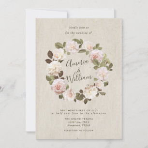Convite Vintage French Rosas Weding Invitation