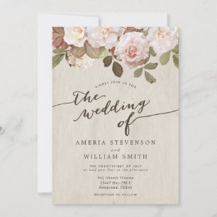 Convite Vintage French Rosas Weding Invitation