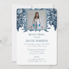 Convite Vintage French Toile Floral Brunch e Bubble