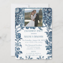 Vintage French Toile Floral Photo Festa de noivado