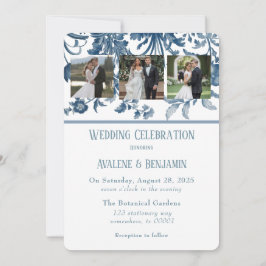 Convite Vintage French Toile Floral Wedding Foto