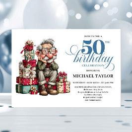 Convite Vintage Funny Man 50 Birthday Humor Invitation