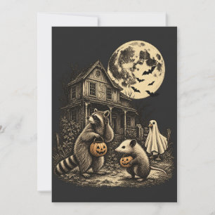 Convite Vintage Gambá Guaxinim Ganso Bobo Halloween