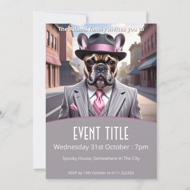 Convite Vintage Gangster French Buldog (Frente)
