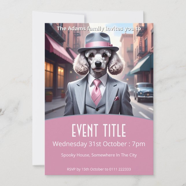Convite Vintage Gangster Poodle (Frente)