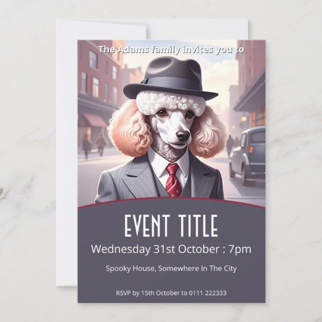 Convite Vintage Gangster Poodle (Frente)