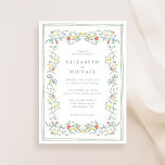 Convite Vintage Garden Watercolor Sage Casamento Verde<br><div class="desc">Convite de casamento elegante, com uma aquarela de pintura de ornamentado, composta por videiras verdes e delicadas, com pássaros amarelos e azuis encantadores, salpicados entre pequenos florais vermelhos. Os nomes da noiva e do noivo são da tipografia clássica sage verde serif, e os detalhes do evento são em uma simples...</div>