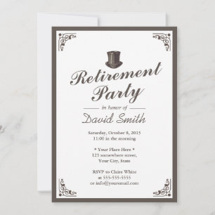 Convite Vintage Gentleman Art Deco Border Retirement Party