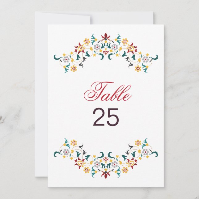 Convite Vintage Geometry Motif Wedding Table Number  (Frente)