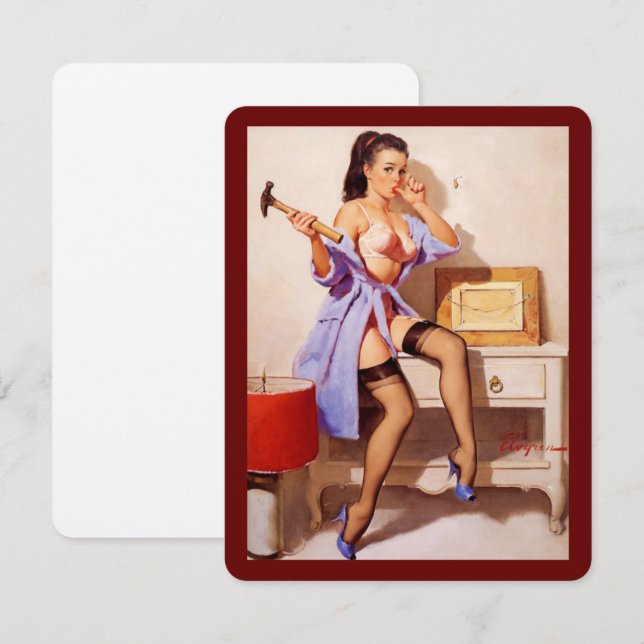 Convite Vintage Gil Elvgren Hammer Classic Pinup Girl (Frente/Verso)