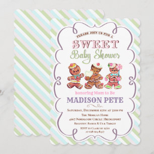 Convite Vintage Gingerbread Feriado Chá de fraldas Convit