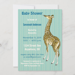 Convite Vintage Giraffe Baby Boy Invations Chá