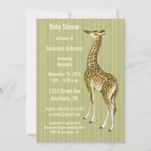 Convite Vintage Giraffe Baby Boy Invations Chá