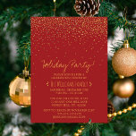 Convite Vintage Glam Red & Dourado Festa de Férias<br><div class="desc">Comemore os feriados em estilo este ano com estes convites de festas de vidro de tendência vintage. O design é fácil de personalizar com sua redação de eventos especiais e seus convidados ficarão entusiasmados quando receberem esses convites fabulosos.</div>