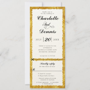 Convite Vintage gold border Casninv w rsvp anexado