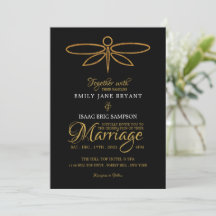Vintage Gold Foil Dragonfly Casamento