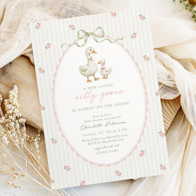 Convite Vintage Goose Baby Shower Invitation (Criador carregado)