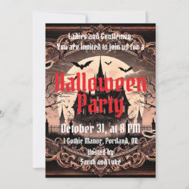 Convite Vintage Gothic Scary Halloween