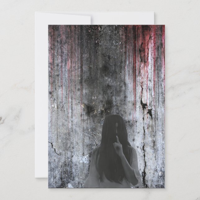 Convite vintage gótica assustadora halloween (Frente)