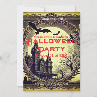 Convite Vintage gótico escuro Victorian Spooky Halloween
