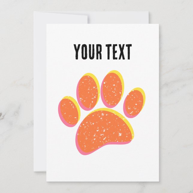 Convite Vintage Grainy Dog Pawprint (Frente)