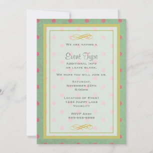 Convite Vintage Green com Partido Genérico do Bolinhas Ros