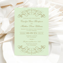 Vintage Green e Antiquado Casamento Flourish Doura
