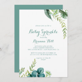 Convite Vintage Green Eucalyptus Baby Sprinkle