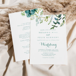 Convite Vintage Green Eucalyptus Front & Back Wedds