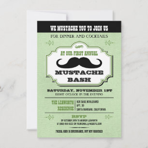 Convite Vintage Green Mustache Bash