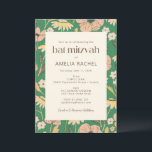 Convite Vintage Green Pink Garden Floral Bat Mitzvah<br><div class="desc">Vintage Green Pink Garden Floral Bat Mitzvah Convite</div>