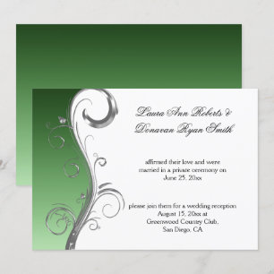 Convite Vintage Green Silver White Ornamentado Casamento