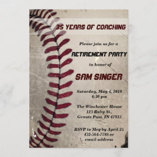 Convite Vintage Grunge Baseball Coach Retirement Aniversár