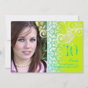 Convite Vintage/Grunge/Swirls/Damask/Graduação