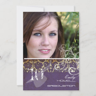 Convite Vintage/Grunge/Swirls/Damask/Graduação