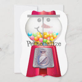 Convite Vintage Gumball Machine Snowman