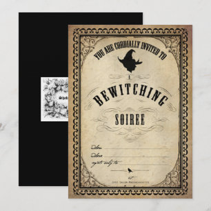 Convite Vintage Halloween Bewitching Soirey Invitation