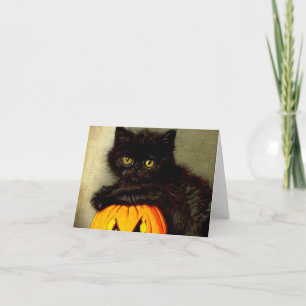 Convite Vintage Halloween Cat e Jack-o'-lantern
