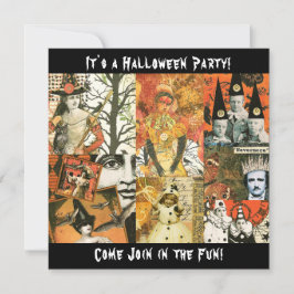 Convite Vintage Halloween Collage