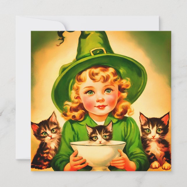 Convite vintage Halloween cutie no9 (Frente)