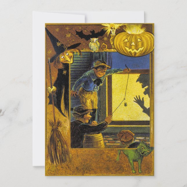 Convite Vintage Halloween Ephemera (Frente)