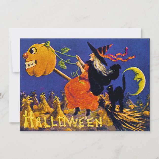 Convite Vintage Halloween Ephemera (Frente)