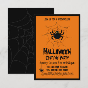 Convite Vintage Halloween Festa Assustadora de Aranha Negr