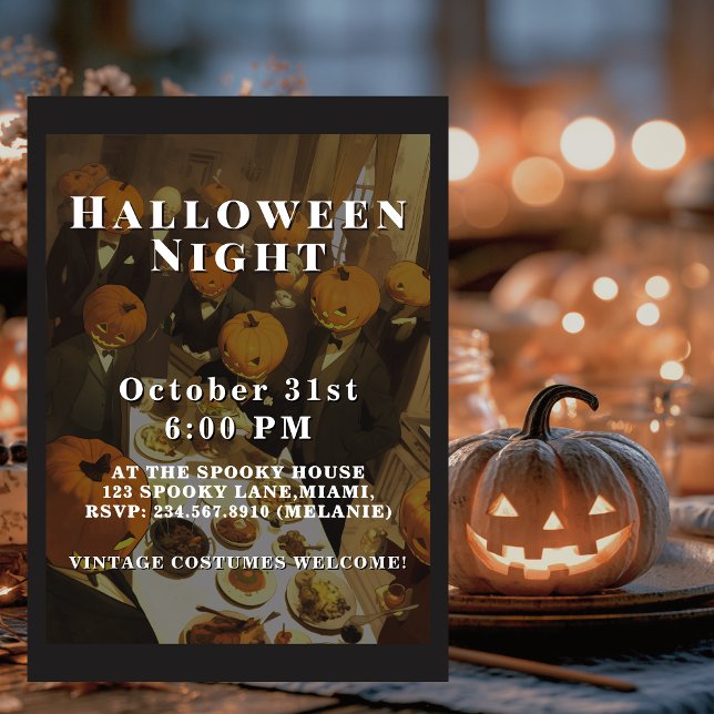 Convite Vintage Halloween Night Spooky Party (Criador carregado)